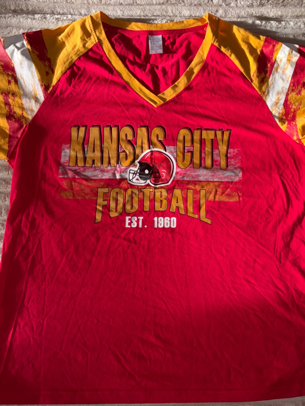 Kansas City Football Graphic Tee - Red & Gold size large